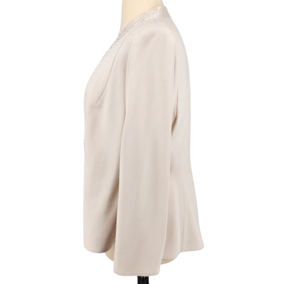 Daymor Couture Cream Beaded Evening Jacket Open Front Formal Wear Elegant Layer - Picture 3 of 9